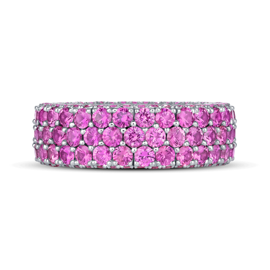 Stretchable Pink Sapphire Eternity Band in Platinum