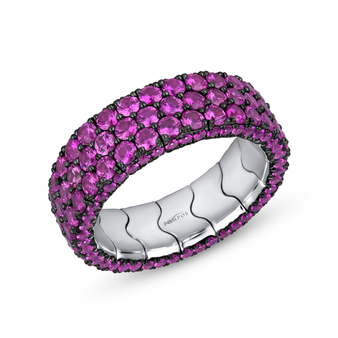 Stretchable Pink Sapphire Eternity Band in Platinum