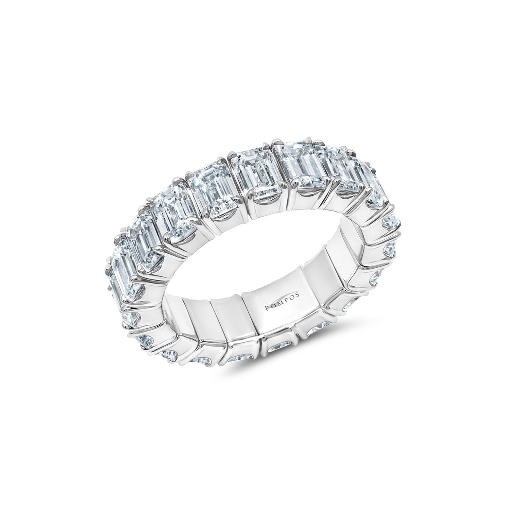 Emerald Cut Natural Diamond Stretch Eternity Band