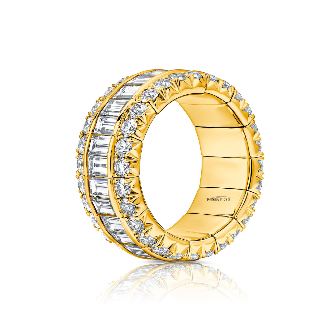 Baguette & Pave Art-Deco Natural Diamond Stretch Eternity Band