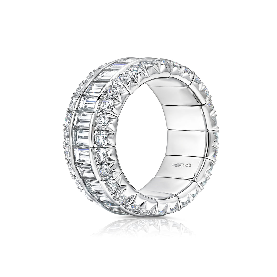 Baguette & Pave Art-Deco Natural Diamond Stretch Eternity Band