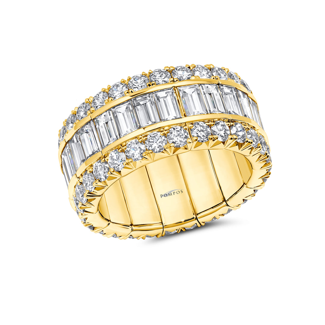 Baguette & Pave Art-Deco Natural Diamond Stretch Eternity Band