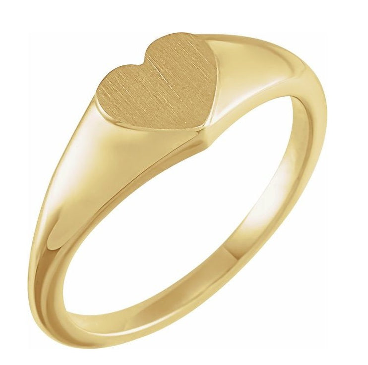 Heart Shaped Signet Gold Pinky Ring