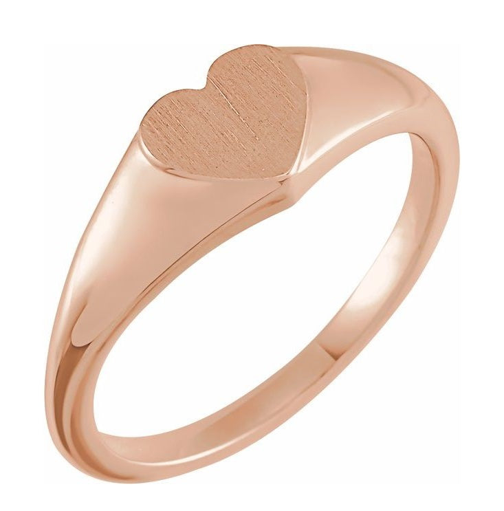 Heart Shaped Signet Gold Pinky Ring