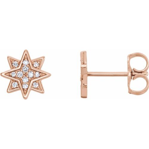 Starburst Diamond Stud Earrings in 14K Gold