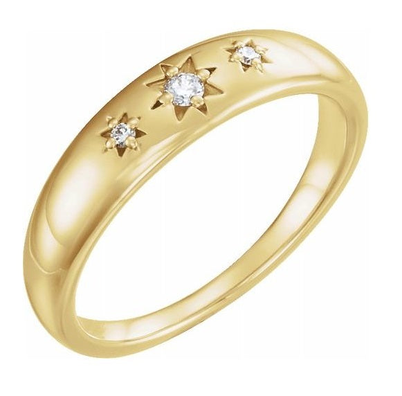 Starburst 14K Gold & Diamond Domed Ring