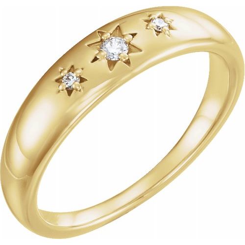 Starburst 14K Gold & Diamond Domed Ring