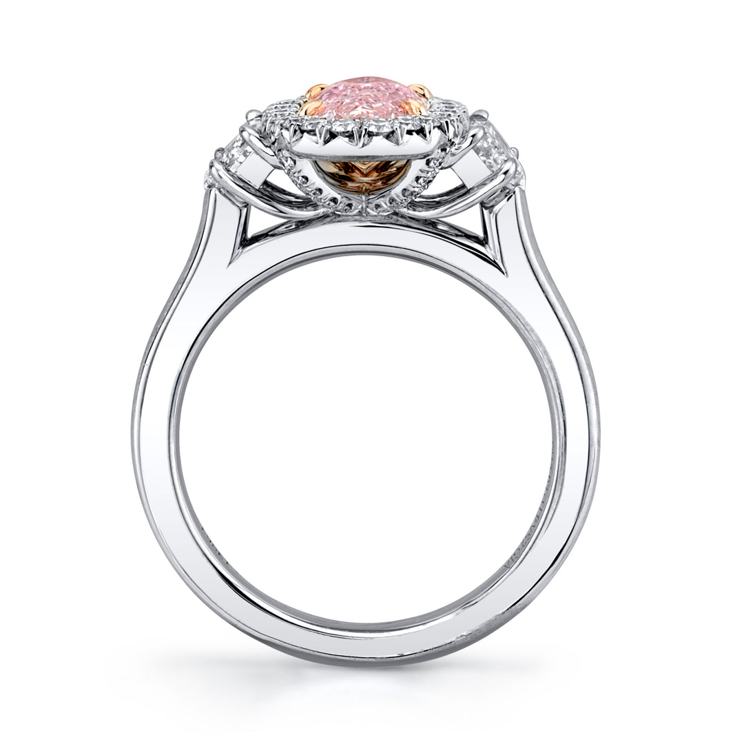 Oval Fancy Light Pink Diamond Three Stone Ring