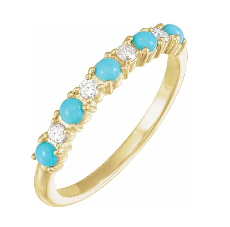 Turquoise & Diamond Stackable 14K Gold Ring