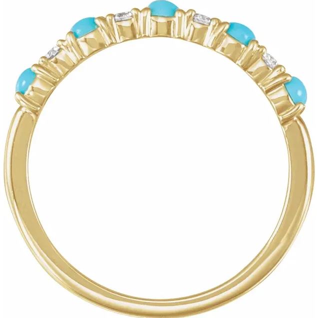 Turquoise & Diamond Stackable 14K Gold Ring