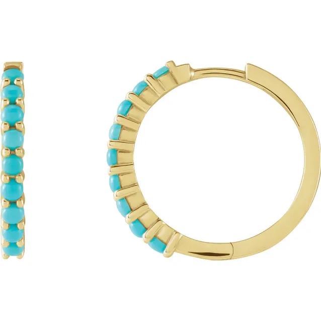 Turquoise Hoop in 14K Yellow Gold