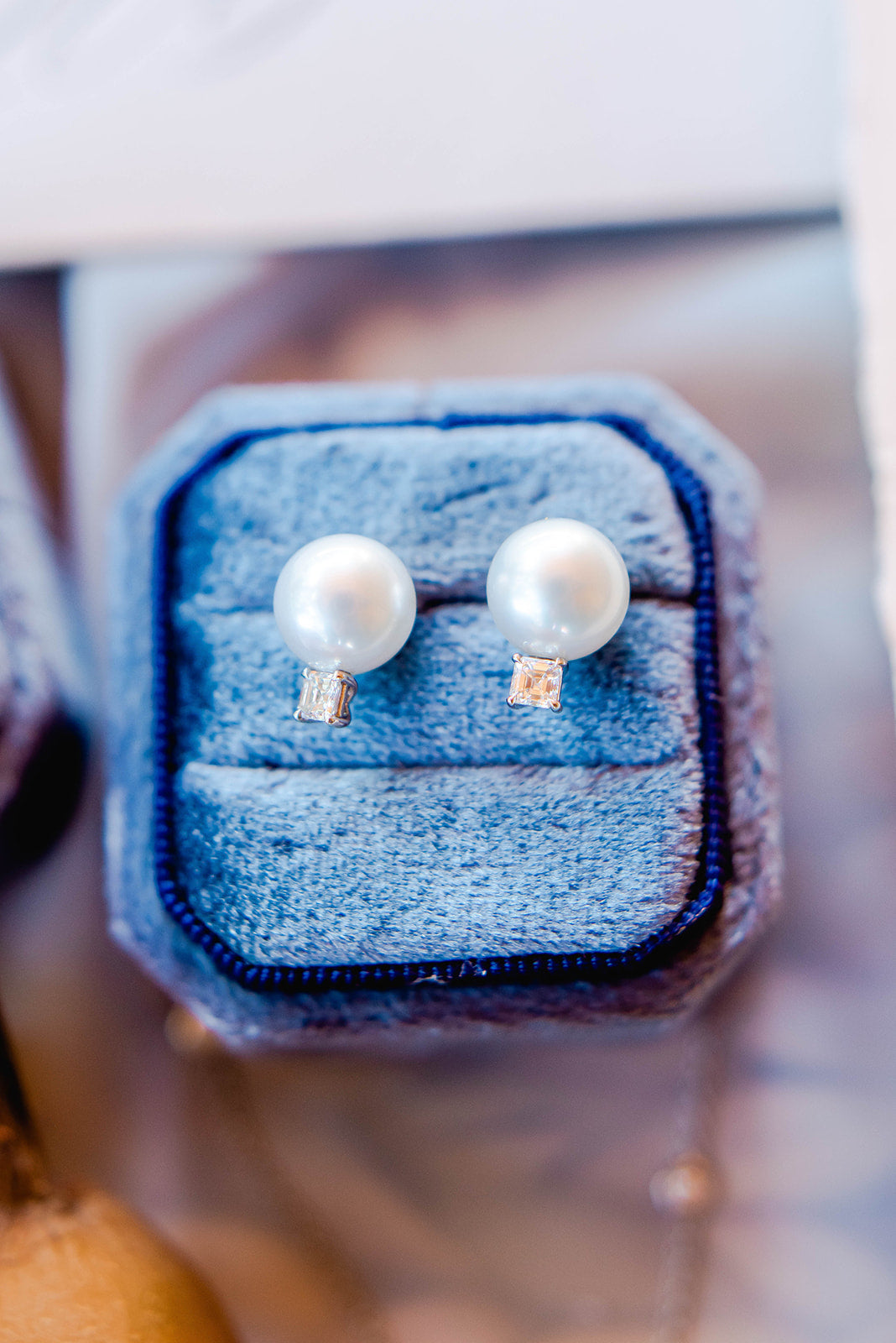 10mm White South Sea Pearl & Diamond Stud Earrings