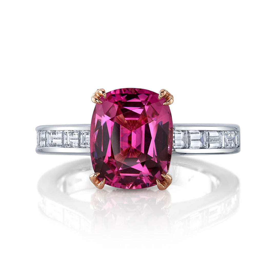 2021 AGTA Spectrum Award Winning 3.58ct Cushion Hot Pink Spinel & Diamond Ring