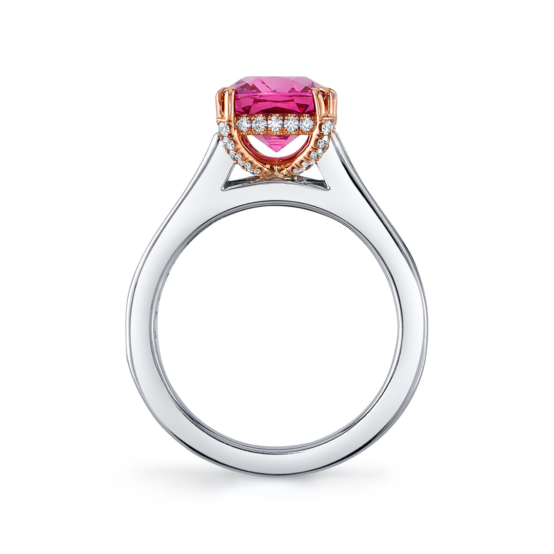 2021 AGTA Spectrum Award Winning 3.58ct Cushion Hot Pink Spinel & Diamond Ring