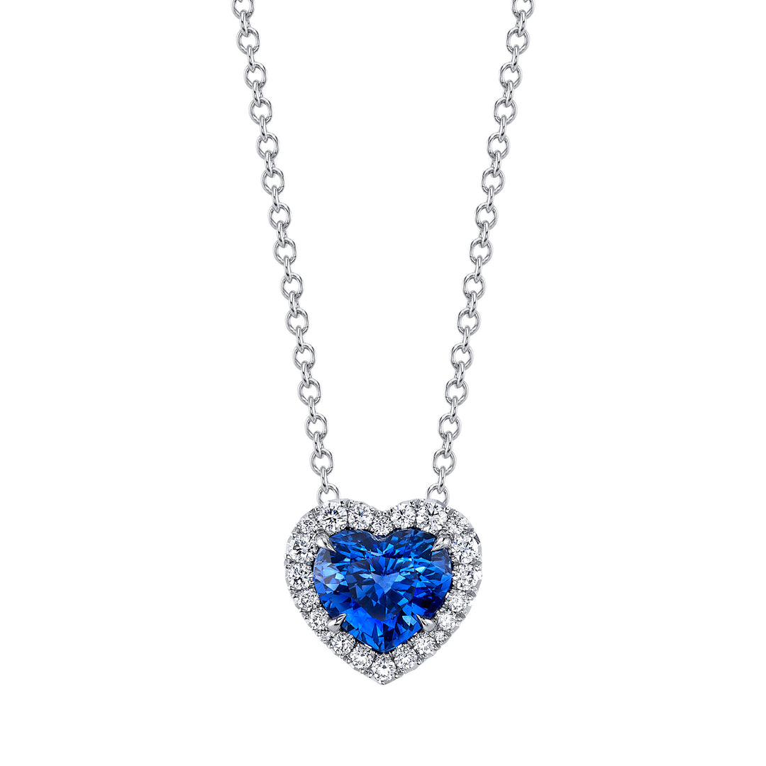 2.10ct Heart Shaped Sapphire & Diamond Necklace