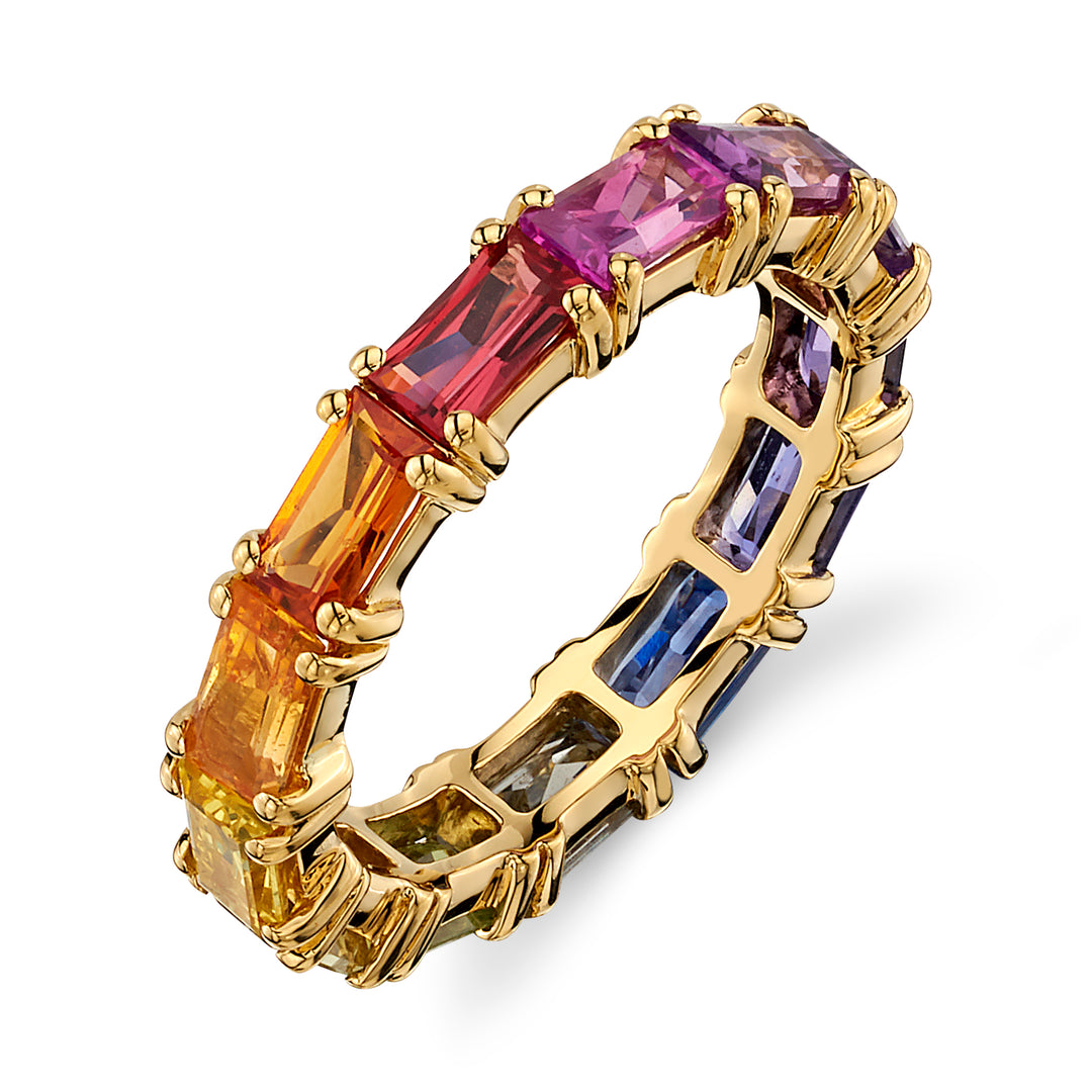 "Over The Rainbow" Baguette Rainbow Sapphire Eternity Band