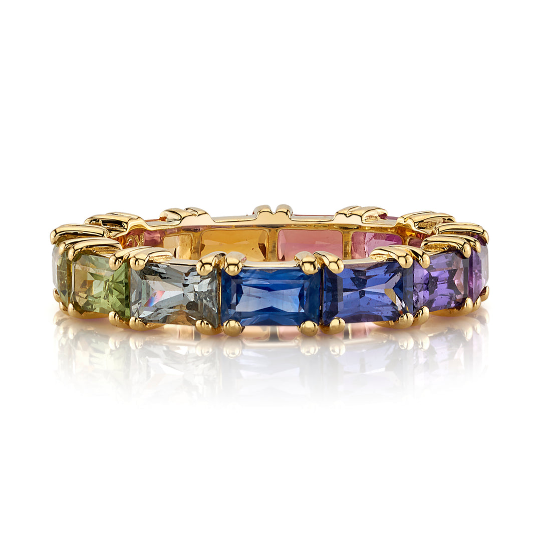 "Over The Rainbow" Baguette Rainbow Sapphire Eternity Band