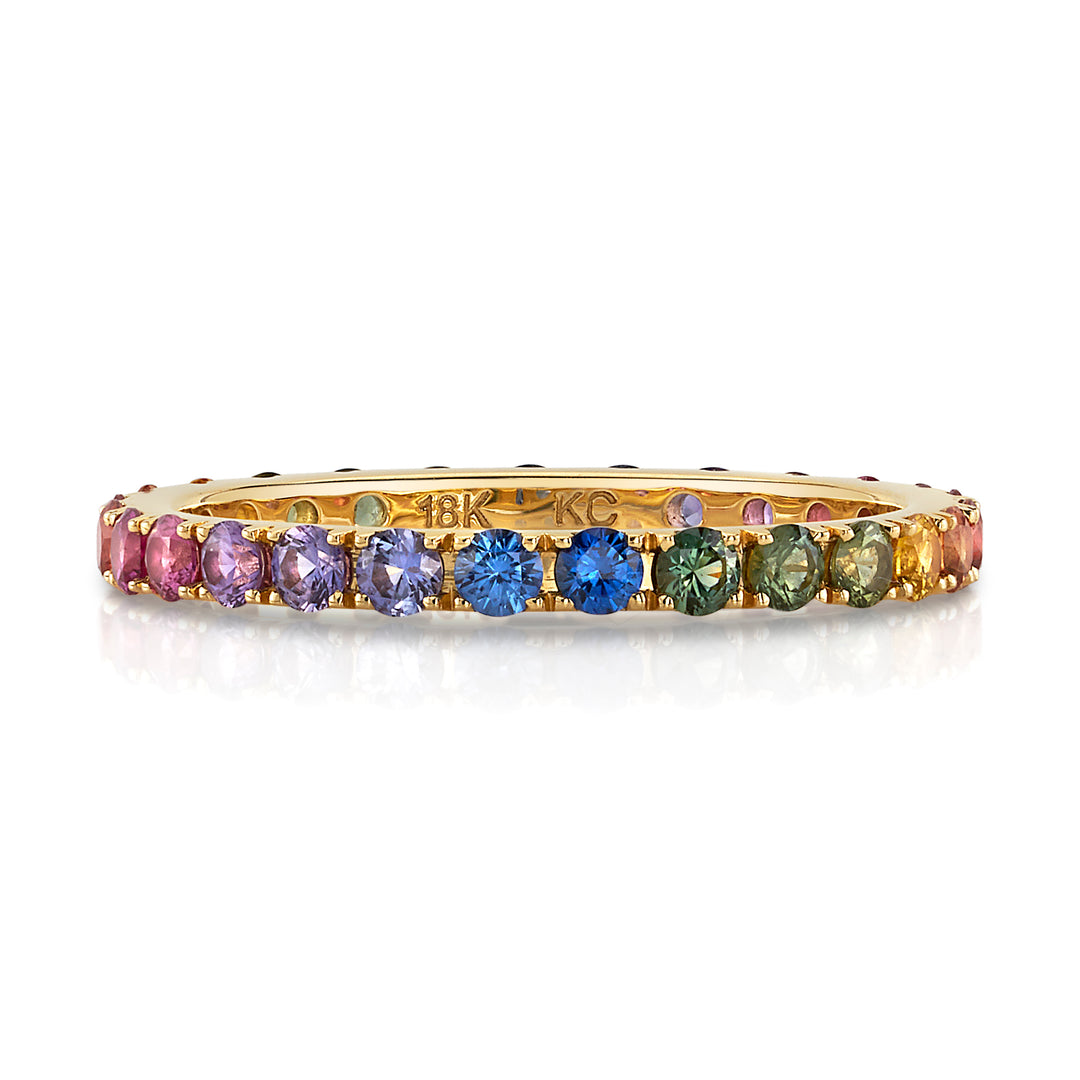 "Over the Rainbow" Bold Sapphire Eternity Band