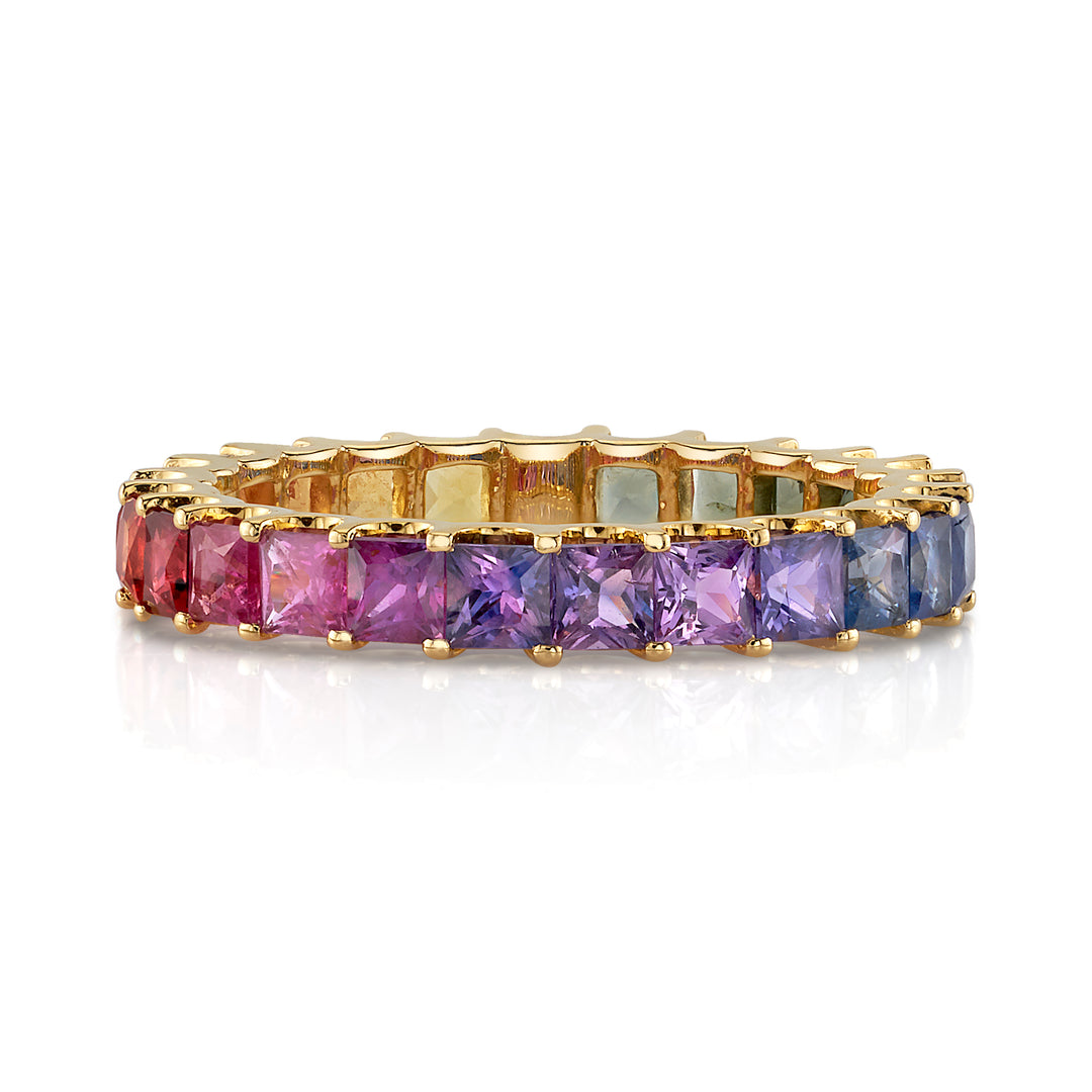 "Over The Rainbow" Princess Cut Sapphire Shared Prong Eternity Band