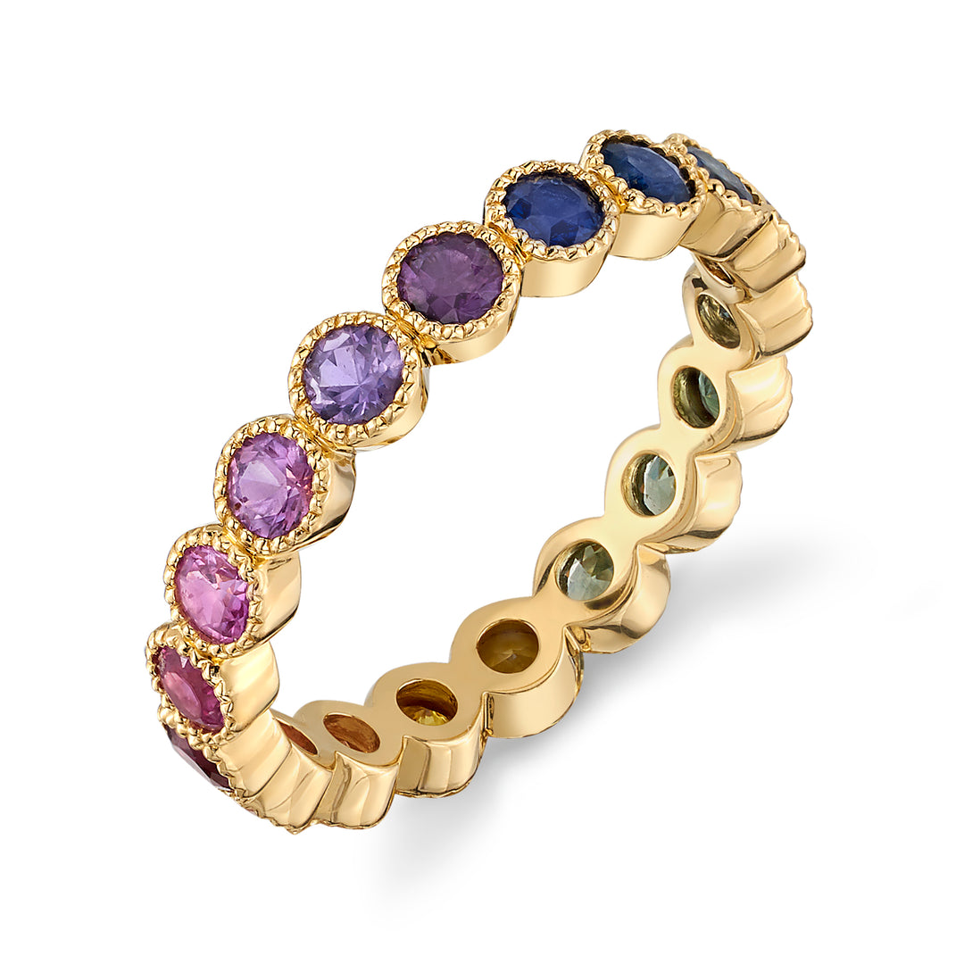 "Over The Rainbow" Bezel Sapphire Eternity Band