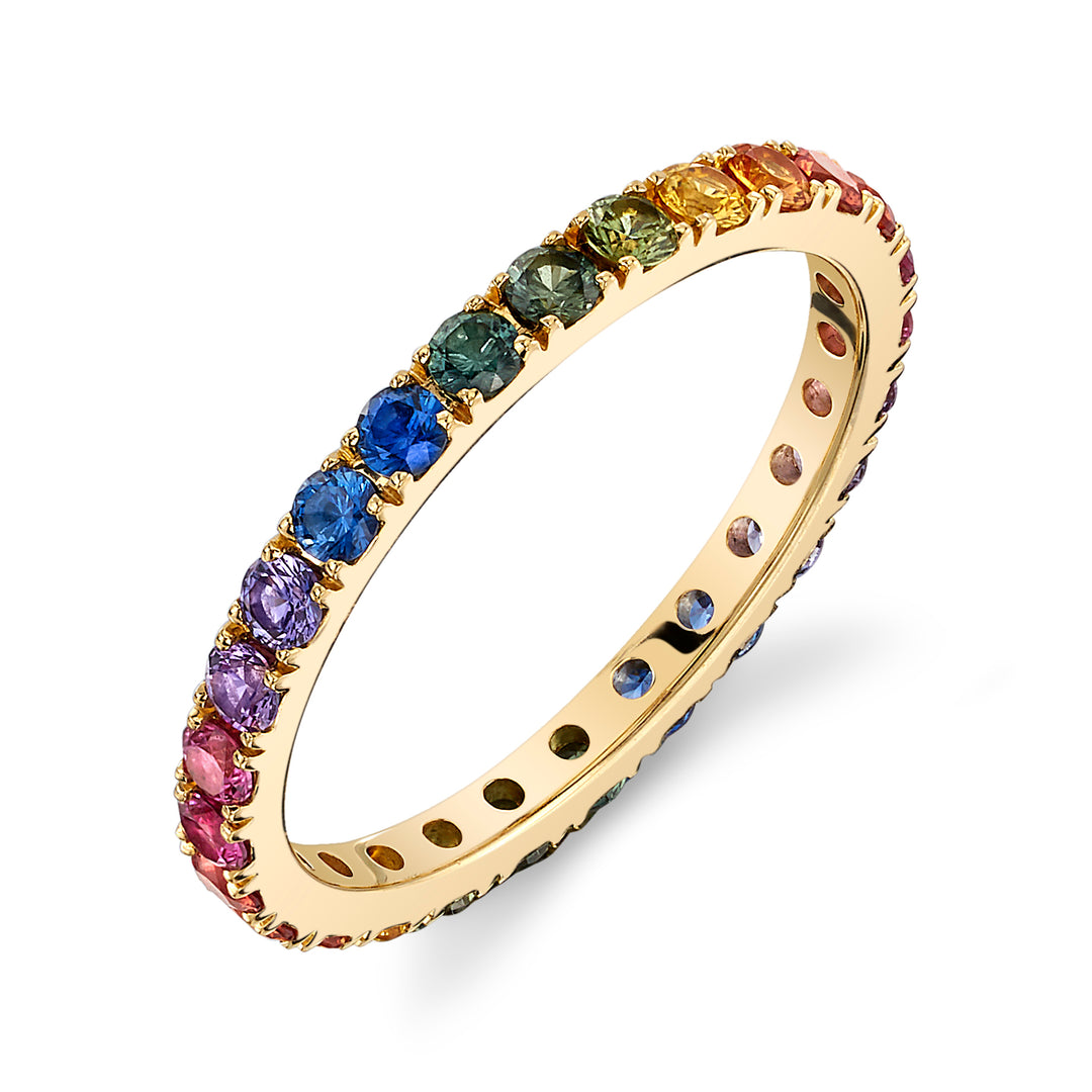 "Over the Rainbow" Bold Sapphire Eternity Band