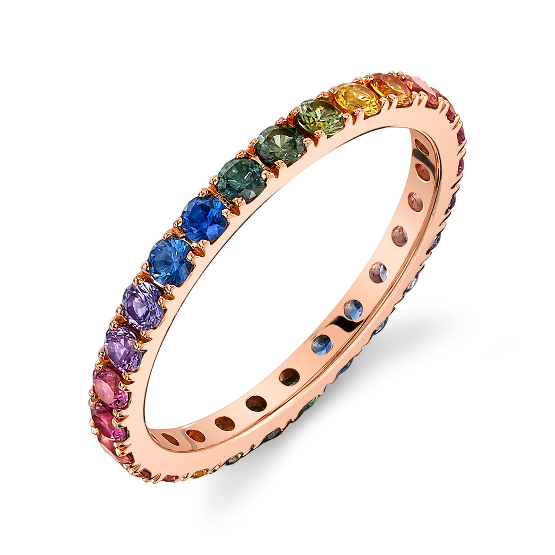 "Over the Rainbow" Bold Sapphire Eternity Band