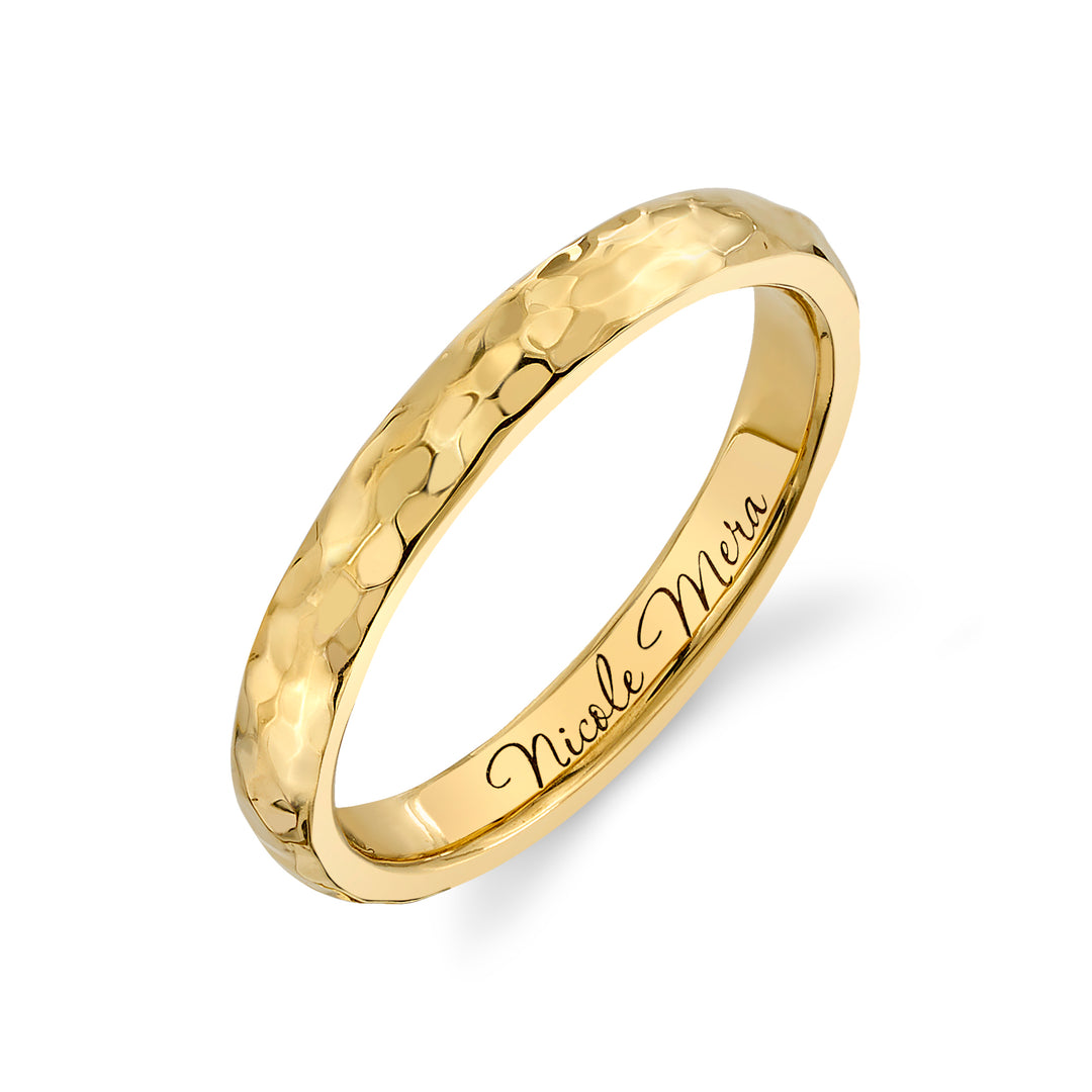 2mm Hammered 18K Yellow Gold Band