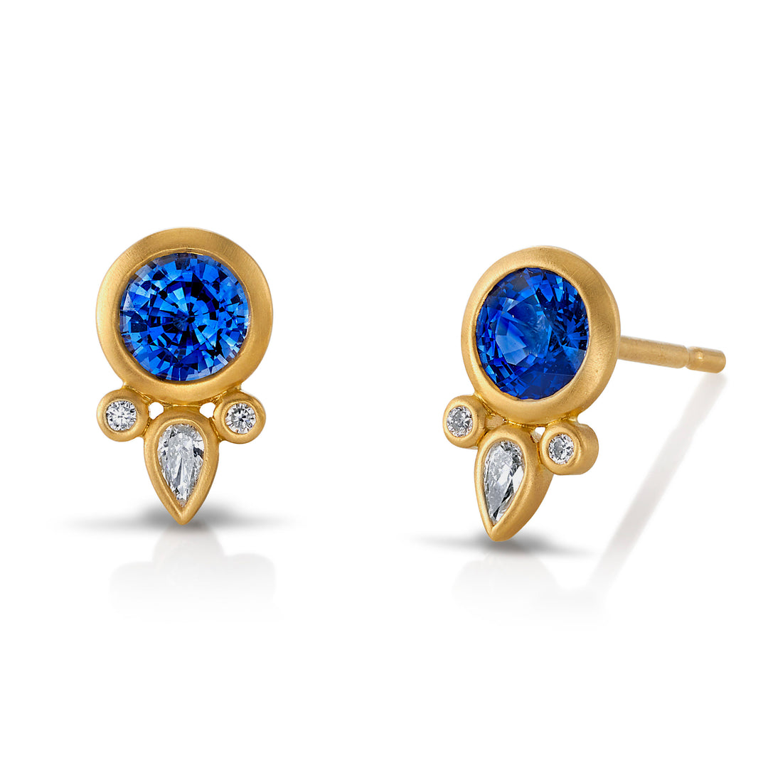 Sapphire & Diamond Bezel Flair Earrings