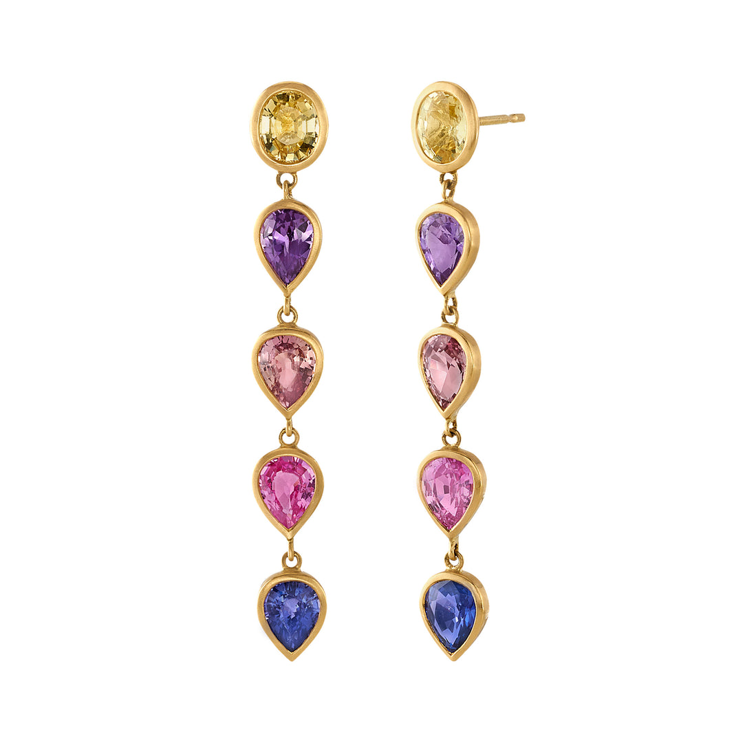 8.62ctw Mutli-Colored Sapphire Dangle Drop Earrings