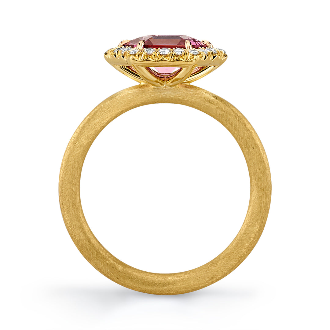 1.22ct Hexagon Spinel & Diamond 18K Yellow Gold Ring