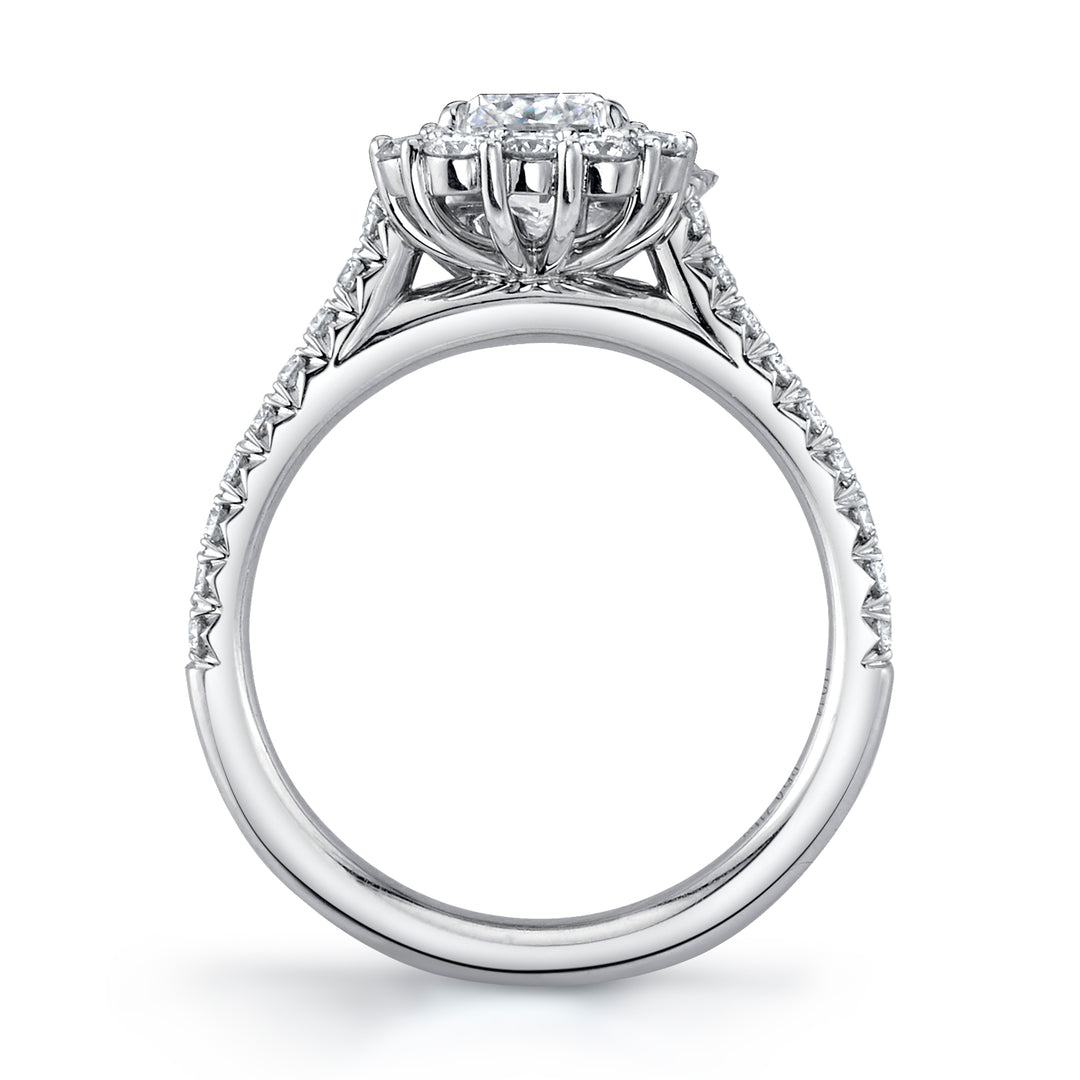 1.01ct Cushion Cut Diamond & Scalloped Halo Ring