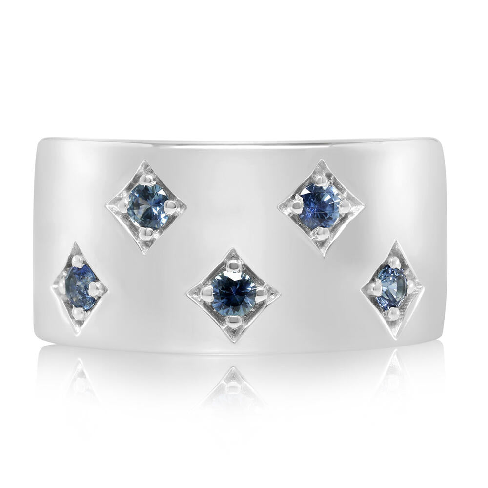 Sterling Silver Speckled Montana Sapphire Bolo Ring