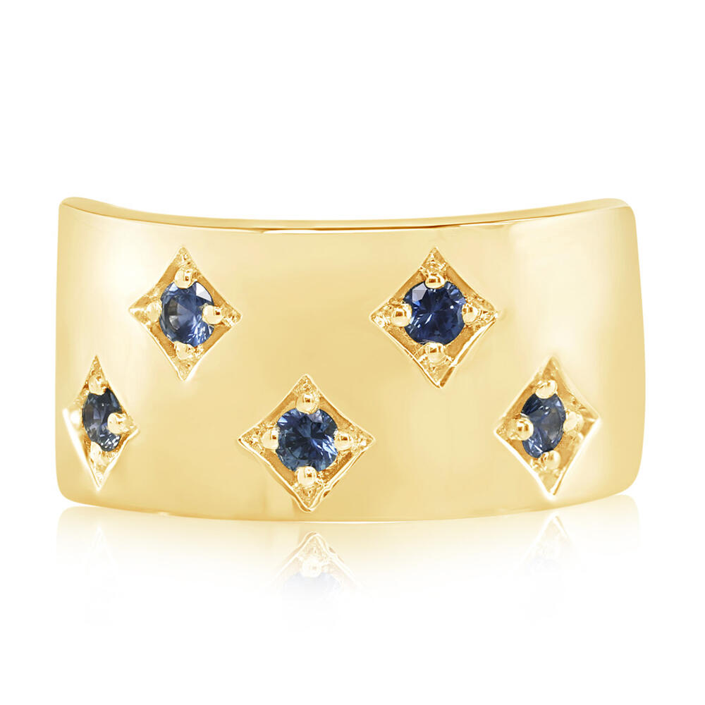 14K Yellow Speckled Montana Sapphire Bolo Ring