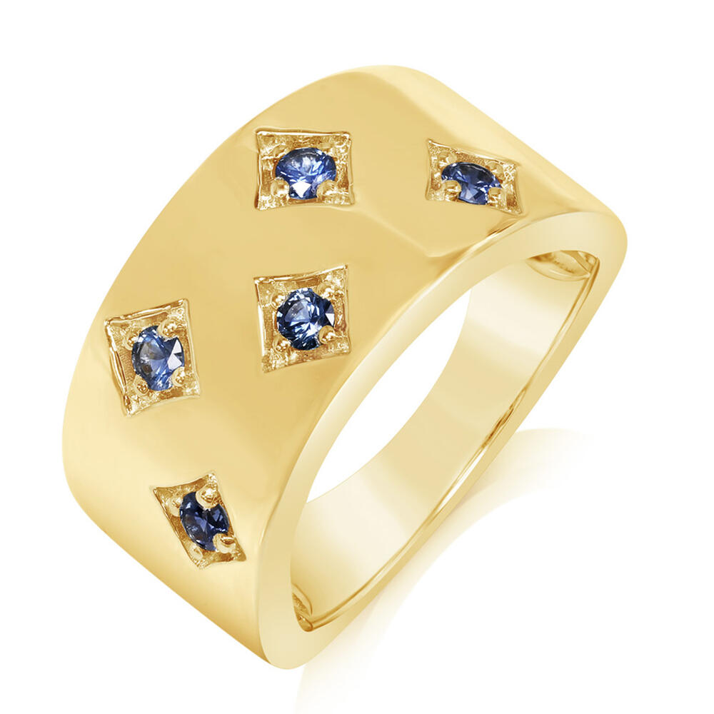 14K Yellow Speckled Montana Sapphire Bolo Ring