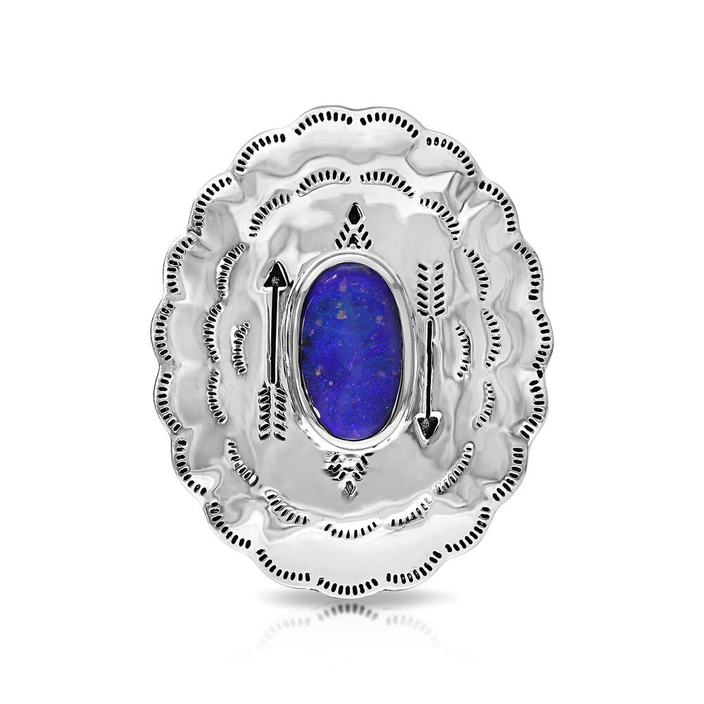 Sterling Silver & 14K Yellow Gold 2.40ct Australian Boulder Opal Bolo Tie