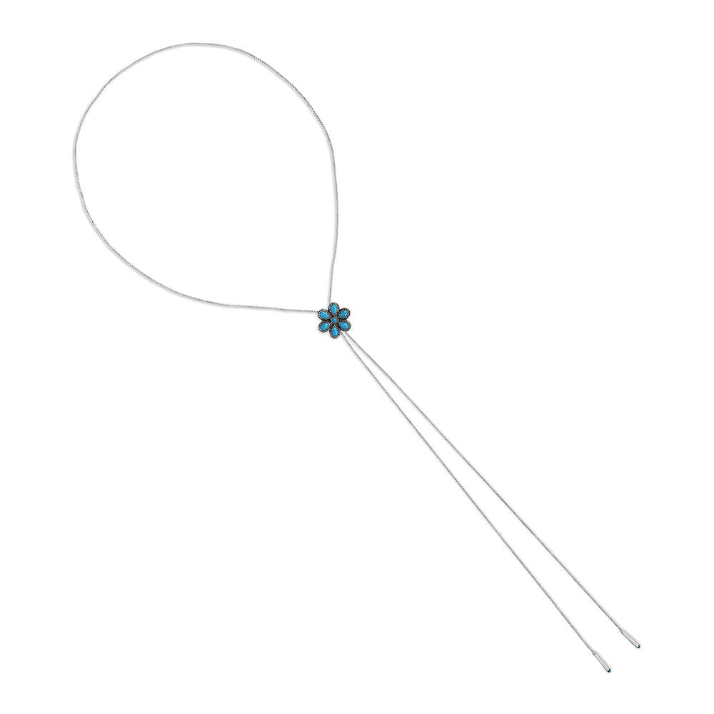 Sterling Silver Arizona Turquoise Flower Bolo Tie