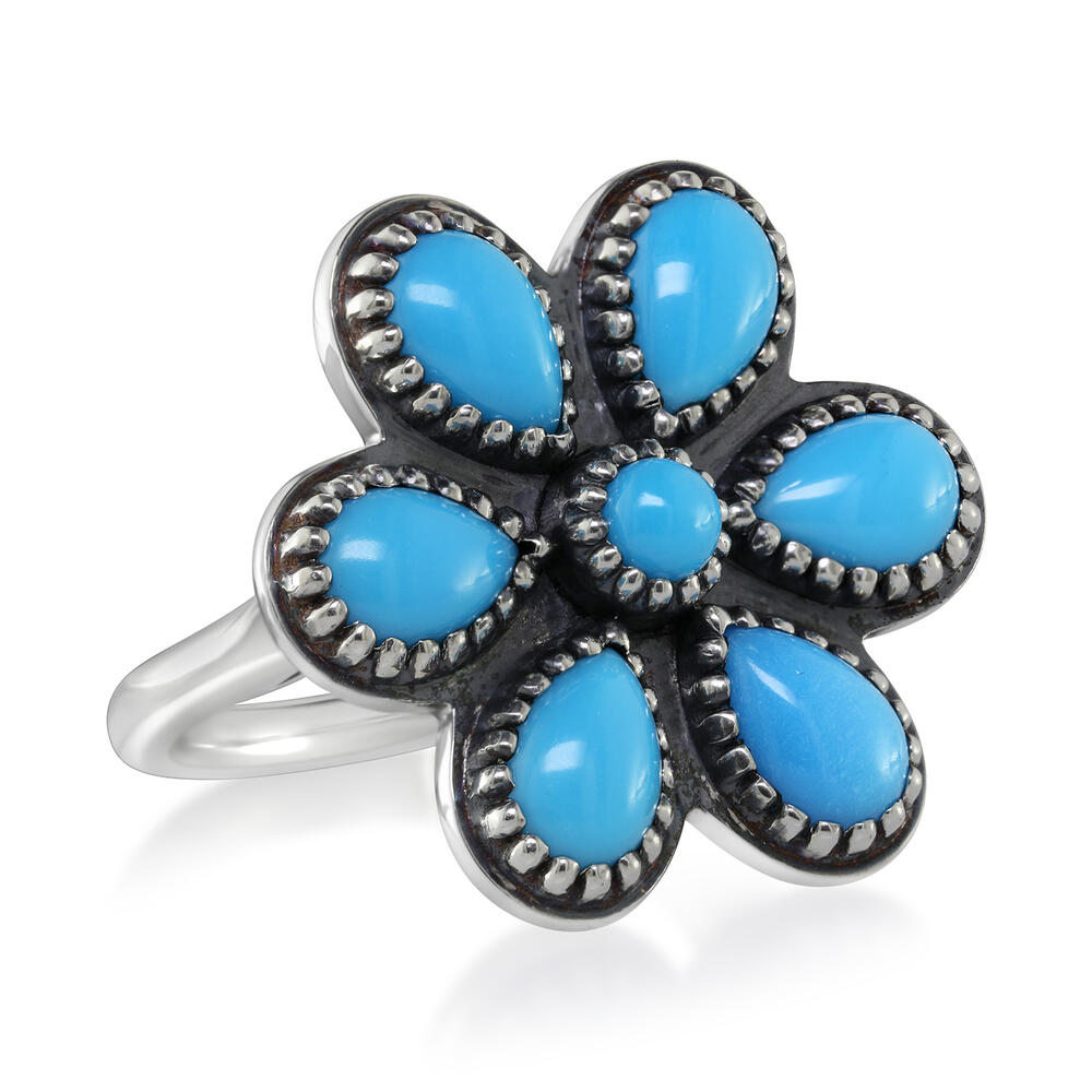 Sterling Silver Arizona Turquoise Flower Bolo Ring