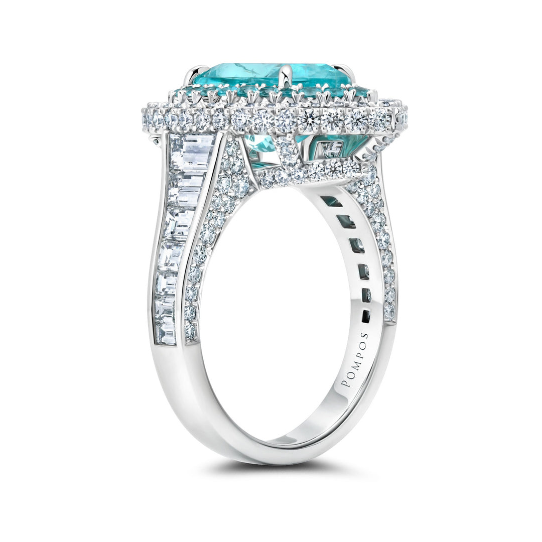 3.75ct Pear Shape Paraíba-Type Tourmaline & Diamond Ring in Platinum