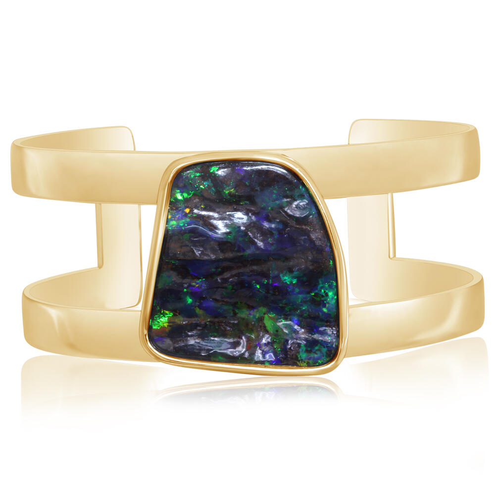 38.46ct Freeform Australian Boulder Opal & Gold Cuff