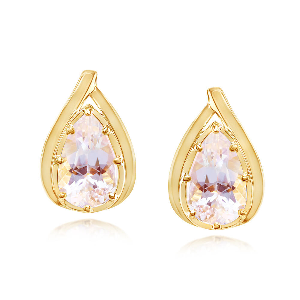 4.25ctw Pear Shape Moonstone Earrings in 18K Yellow Gold