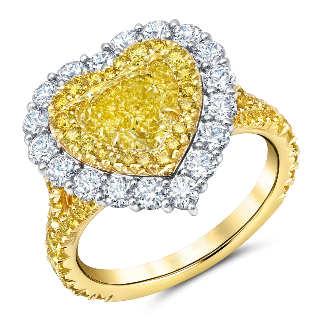 2.01ct Heart Shape Fancy Yellow Diamond Ring