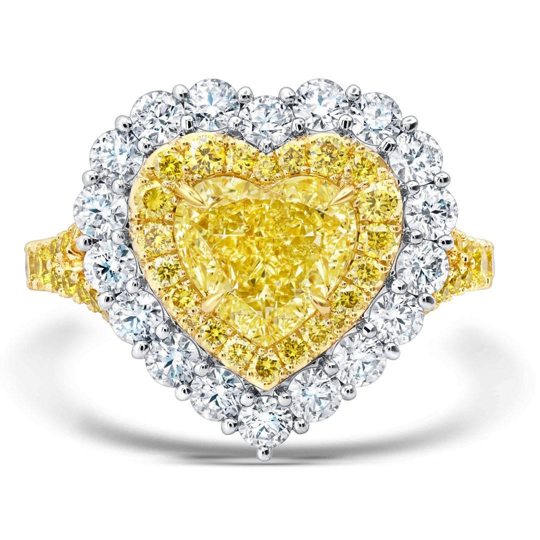 2.01ct Heart Shape Fancy Yellow Diamond Ring