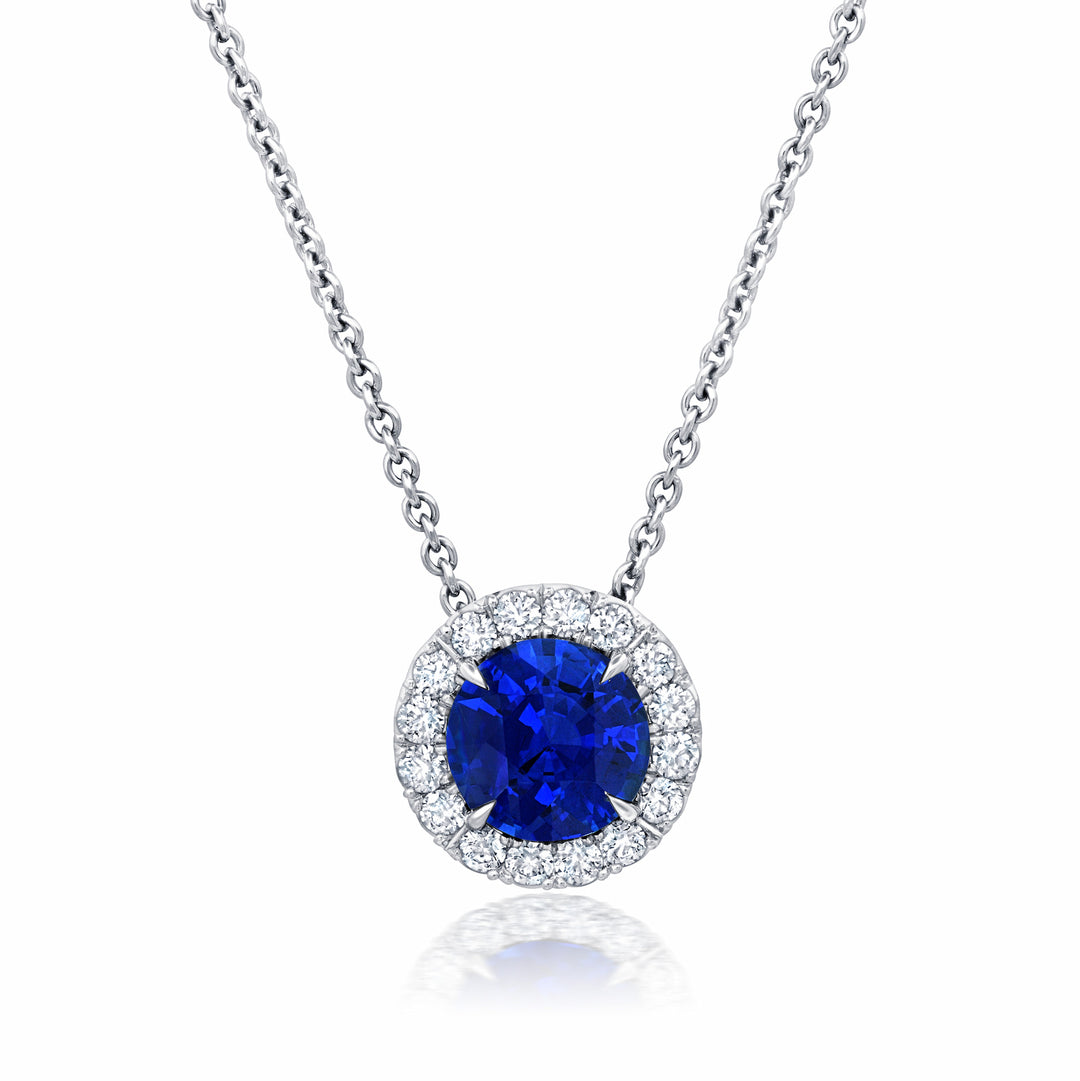 1.78ct Round Sapphire & Diamond Slider Pendant