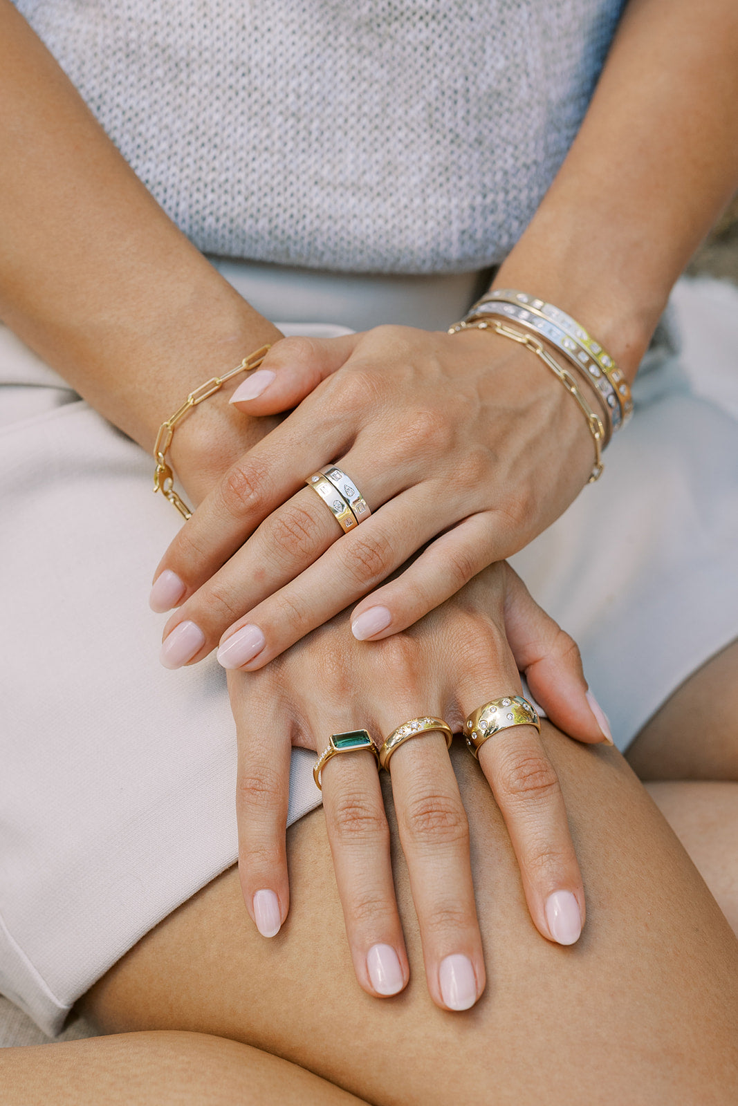 Inlay Baguette and Pear Diamond Ring in 14K Gold