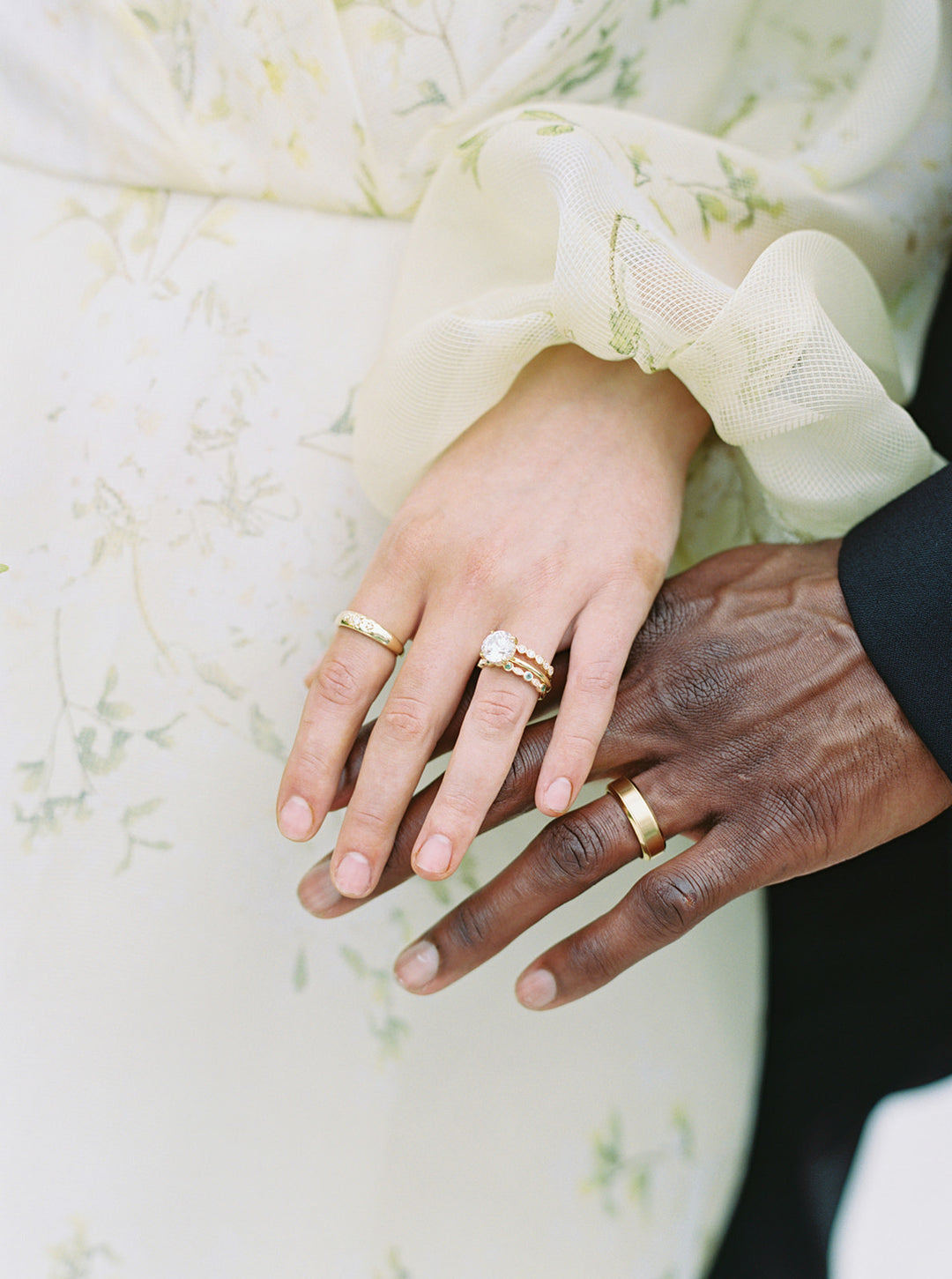 Emerald & Diamond Stackable 14K Yellow Gold Band