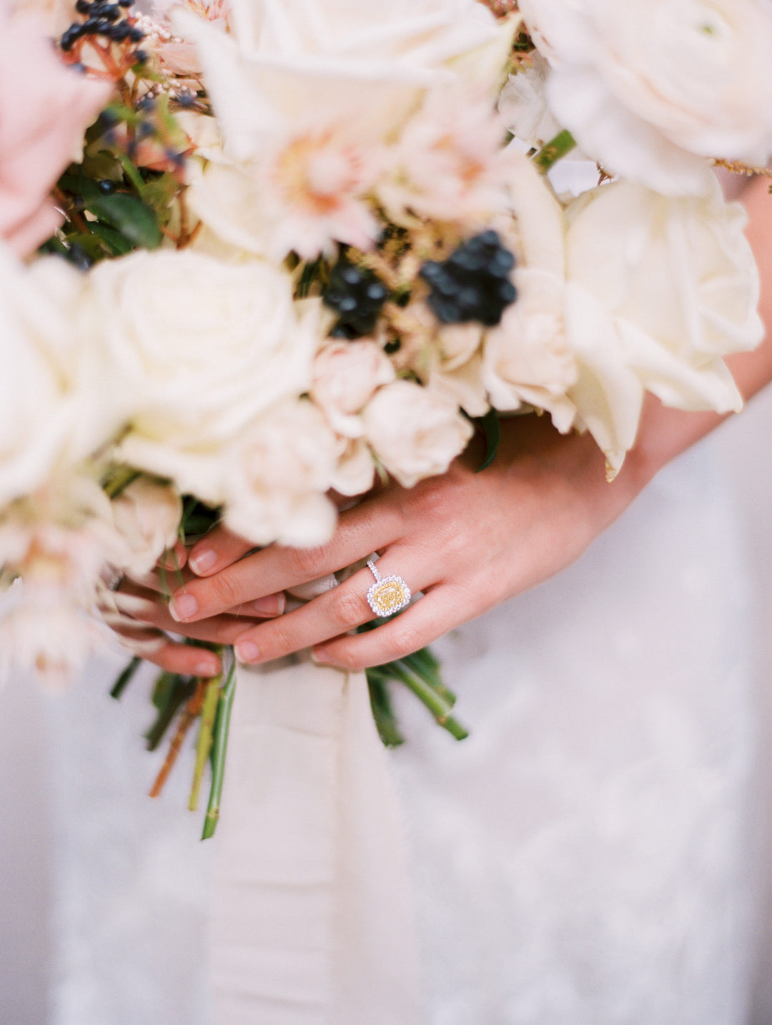 Radiant Cut Natural Fancy Yellow Diamond Scalloped Halo Ring