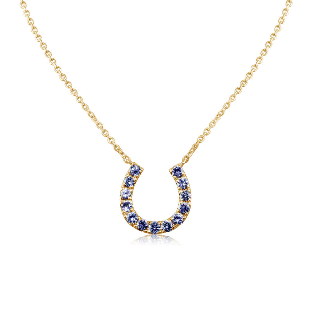 0.52ct Yogo Montana Sapphire Horseshoe Necklace in 14K Gold