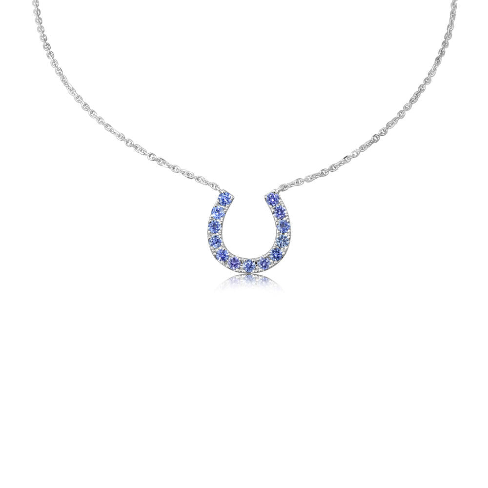 0.52ct Yogo Montana Sapphire Horseshoe Necklace in 14K Gold
