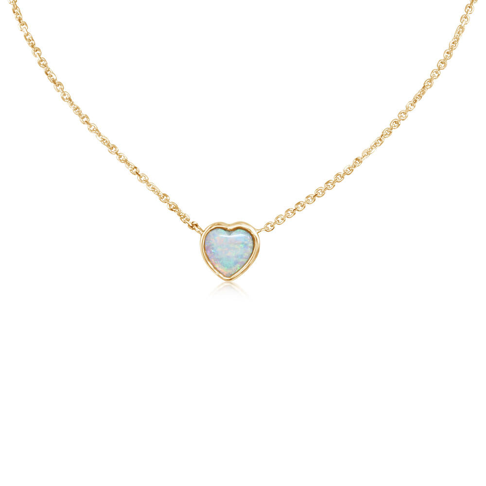 0.45ct Heart Shaped Australian Opal Necklace