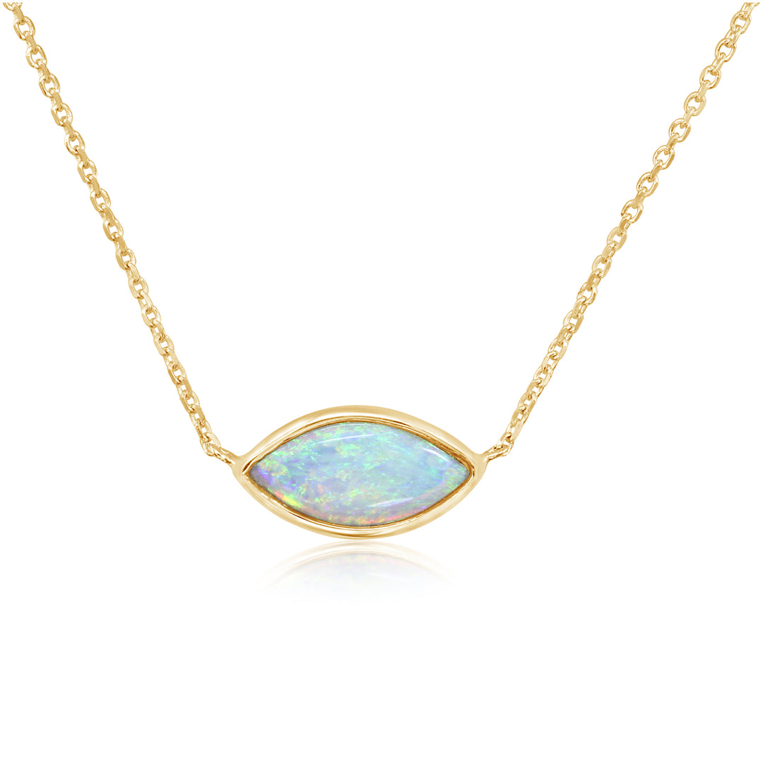 0.98ct Marquise Australian White Opal Necklace